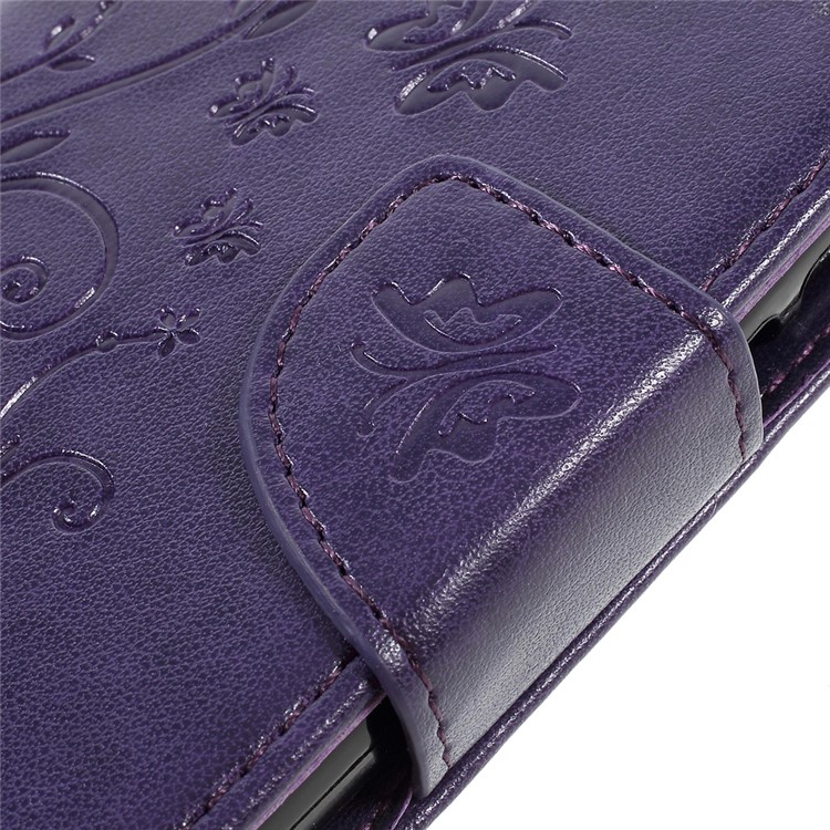 Imprint Flower Butterfly Flip Leather Phone Case for Lenovo A536 - Purple-9