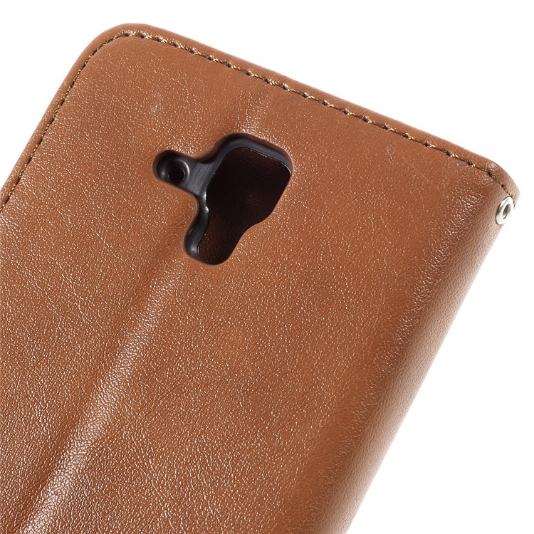 Imprint Flower Butterfly Leather Wallet Case Protector for Lenovo A536 - Brown-10
