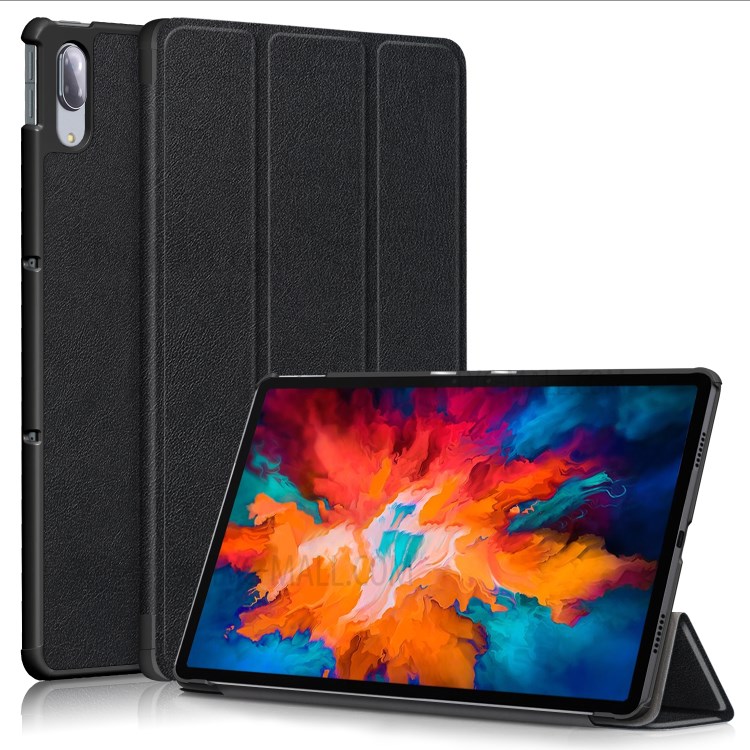 Tri-fold Sleep/Wake up Function Leather Stand Case for Lenovo Tab P11 Pro TB-J706F - Black-1
