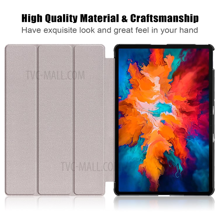 Tri-fold Sleep/Wake up Function Leather Stand Case for Lenovo Tab P11 Pro TB-J706F - Black-6