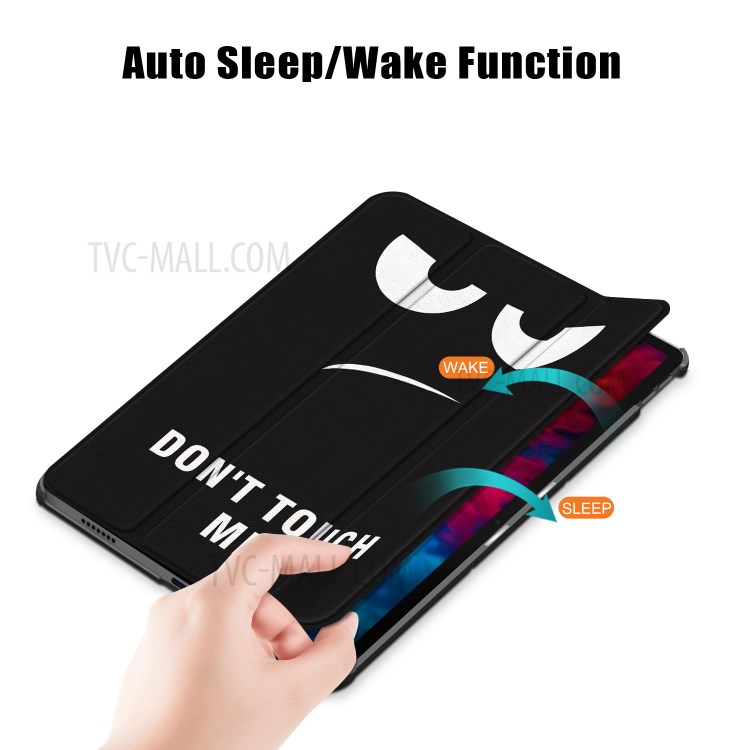 Pattern Printing Tri-Fold Auto-Sleep-and-Wake Function Tab Leather Cover Case for Lenovo Tab P11 Pro TB-J706F - Angry Face-3