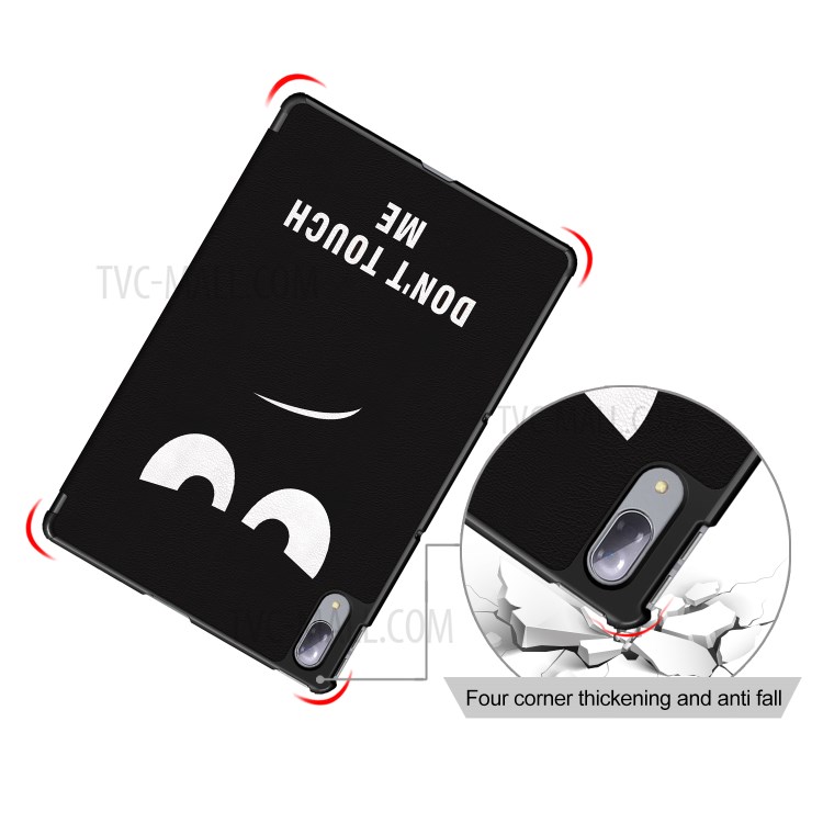 Pattern Printing Tri-Fold Auto-Sleep-and-Wake Function Tab Leather Cover Case for Lenovo Tab P11 Pro TB-J706F - Angry Face-7
