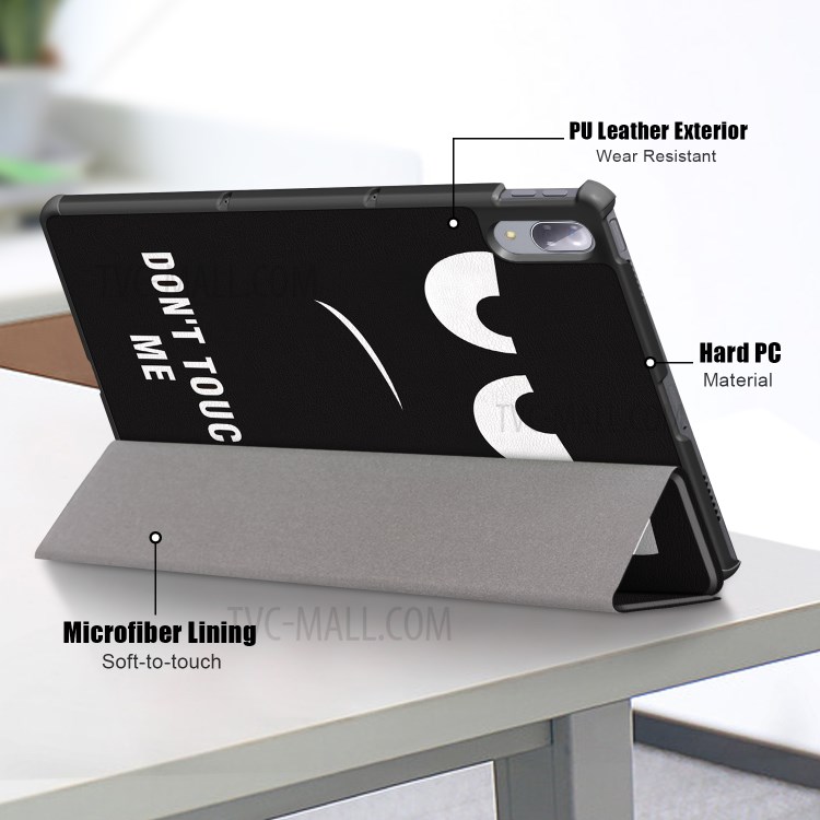 Pattern Printing Tri-Fold Auto-Sleep-and-Wake Function Tab Leather Cover Case for Lenovo Tab P11 Pro TB-J706F - Angry Face-8
