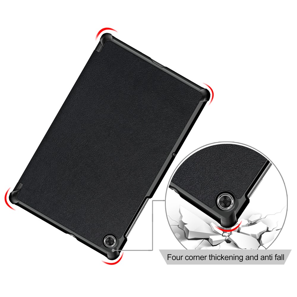 Tri-fold PU Leather Auto-wake/sleep Smart Tablet Case Para Lenovo Tab M10 HD Gen 2 TB-X306F / TB-X306X - Preto