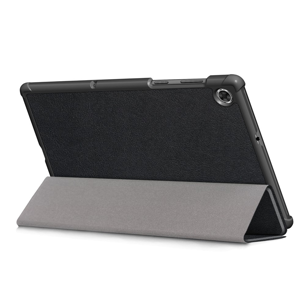 Tri Fold PU Looto Auto-wake/sleep Smart Tablet Case Para Lenovo Tab M10 HD Gen 2 TB-X306F / TB-X306X - Negro