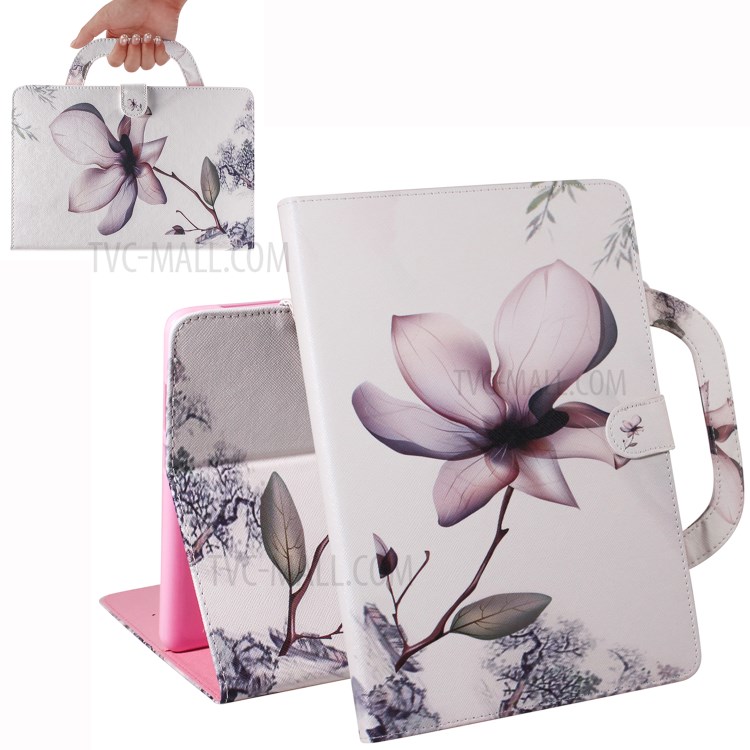 Hand-held Flip Leather Stand Case with Pattern Printing for Lenovo Tab M10 FHD REL TB-X605FC - Flower-1