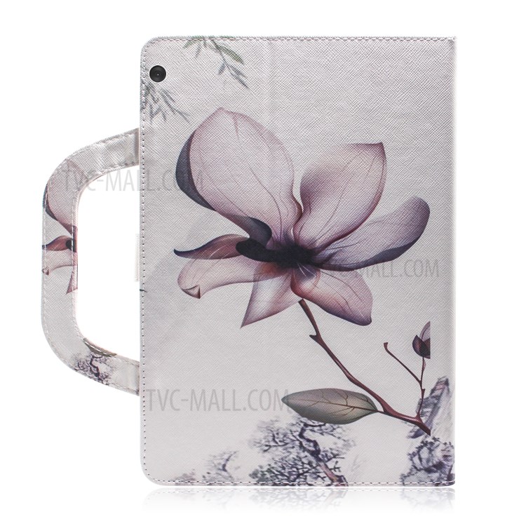 Hand-held Flip Leather Stand Case with Pattern Printing for Lenovo Tab M10 FHD REL TB-X605FC - Flower-3