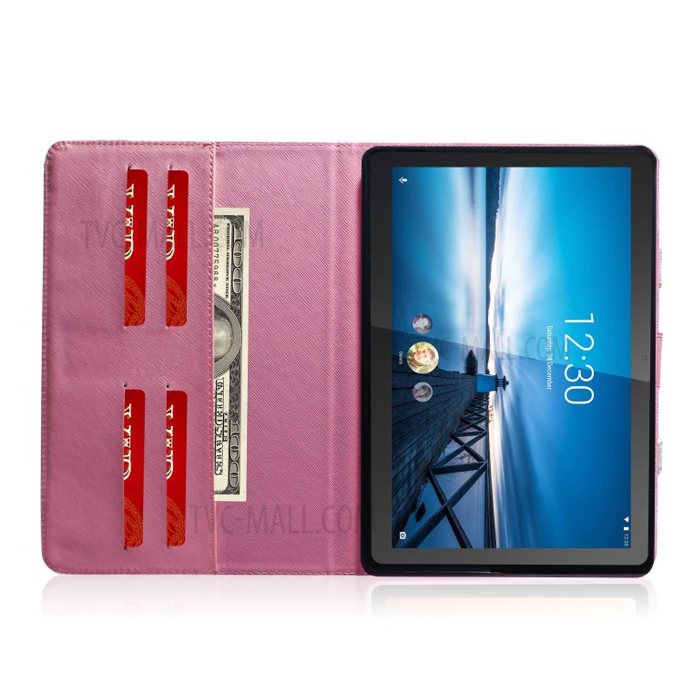 Hand-held Flip Leather Stand Case with Pattern Printing for Lenovo Tab M10 FHD REL TB-X605FC - Flower-8