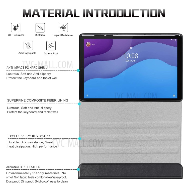 PU Couro + TPU Tablet Case Cover Para Lenovo Tab M10 HD Gen 2-4