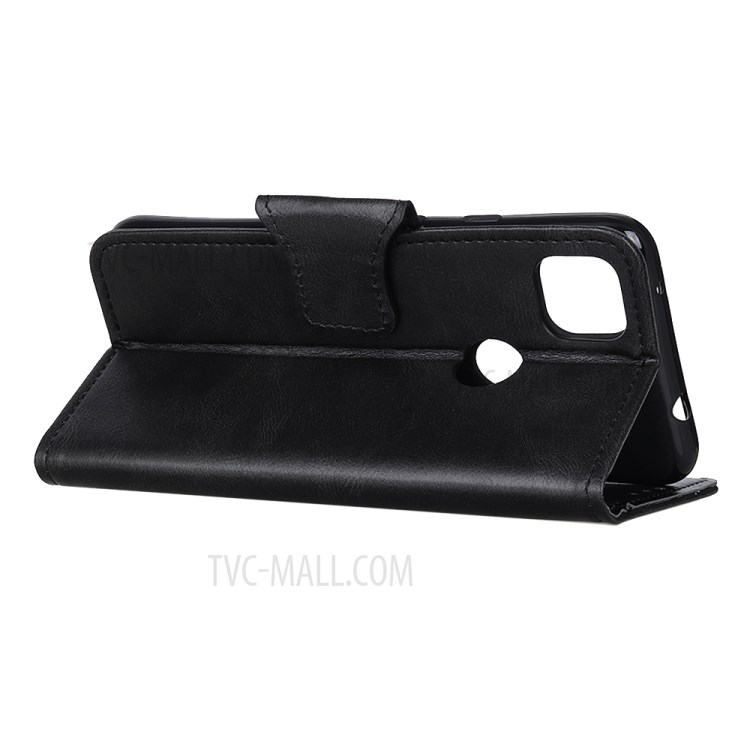 Bi-Color Crazy Horse Skin PU Leather Phone Cover TPU Shell for Motorola Moto G9 Power - Black-4
