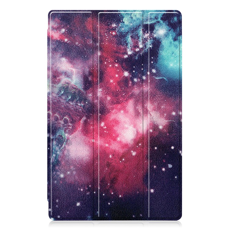 Tri-fold Stand + Pen Slot + Pattern Printing Leather Case for Lenovo Tab M10 HD Gen 2 TB-X306 - Cosmic Space-3