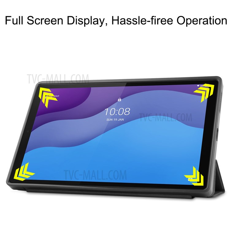 Soft TPU + Litch Texture PU Leather Shell with Tri-fold Stand for Lenovo Tab M10 HD Gen 2 TB-X306 - Black-6