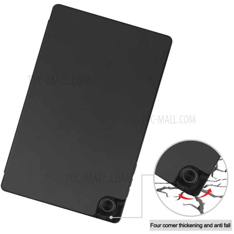 Soft TPU + Litch Texture PU Leather Shell with Tri-fold Stand for Lenovo Tab M10 HD Gen 2 TB-X306 - Black-8