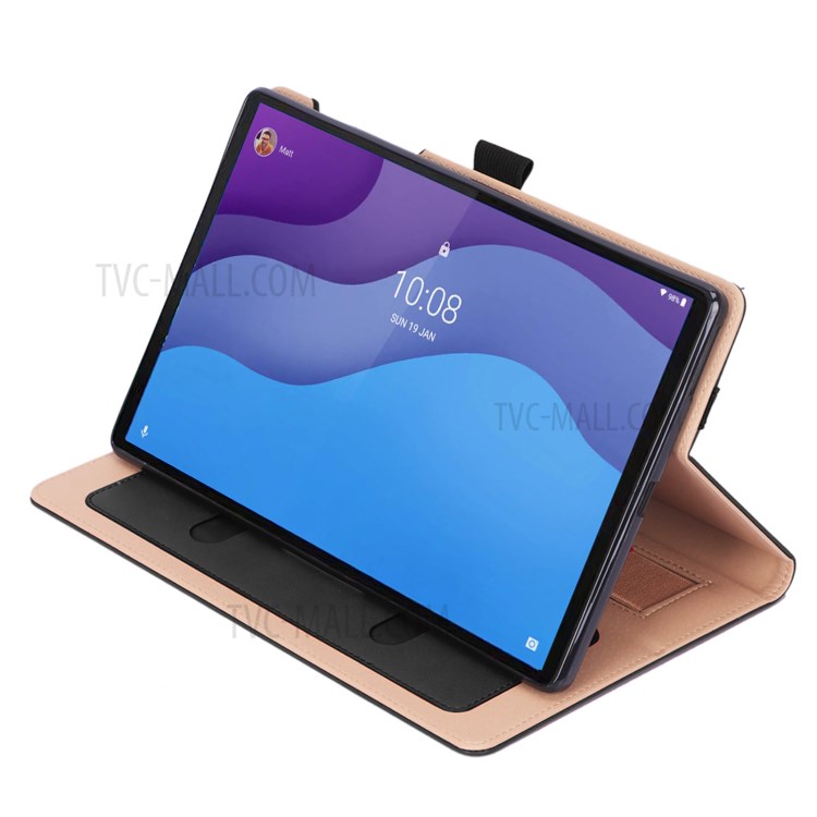 WY-2099 Capa De Tablet Couro De Estilo De Negócios Com Cinta De Mão E Slots De Cartão Para Lenovo Tab M10 HD Gen 2 TB-X306 - Preto-7