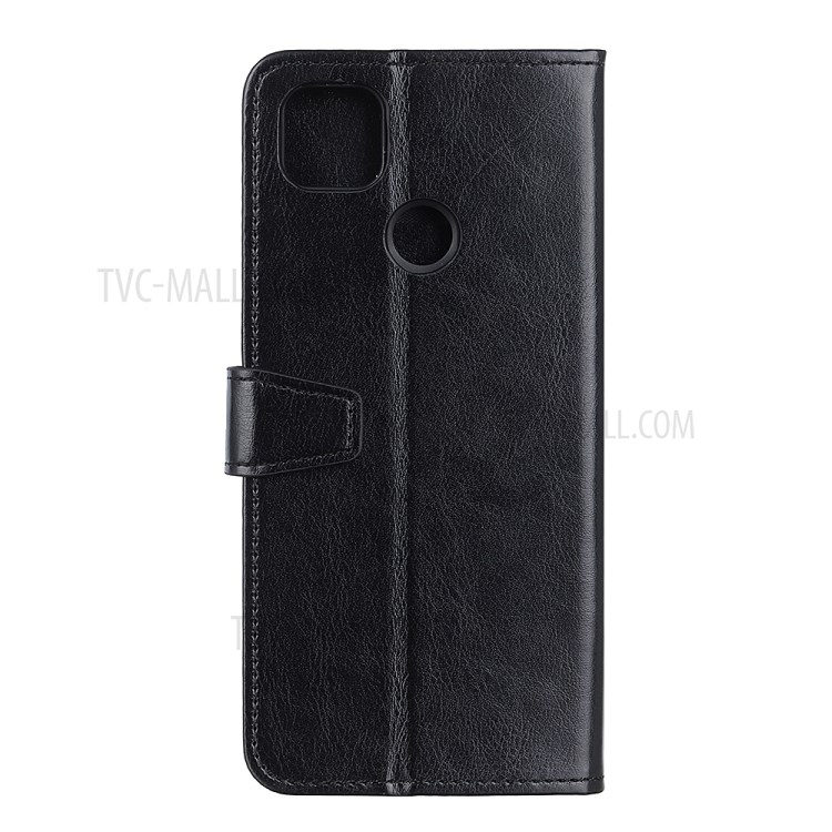 Caso Para Motorola Moto G 5G Crazy Horse Carteira Suporte PU Couro Capa - Preto-3