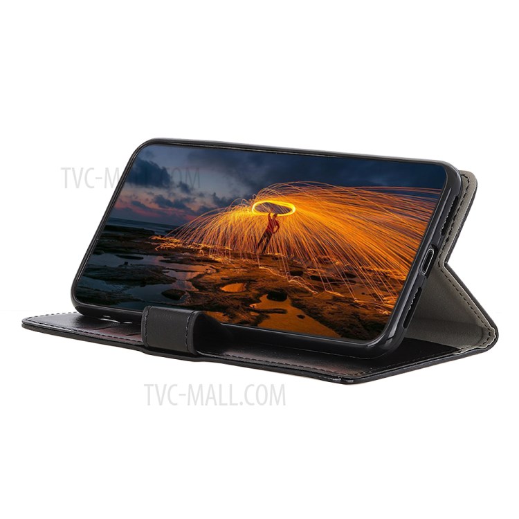 Caso Para Motorola Moto G 5G Crazy Horse Carteira Suporte PU Couro Capa - Preto-9