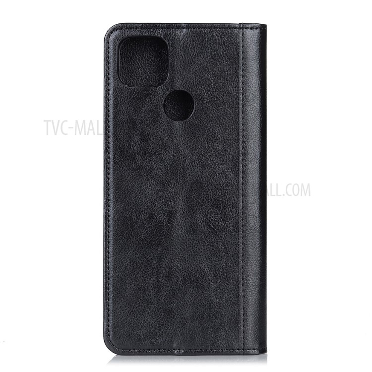 Auto-Absorbed Litchi Texture Split Leather Case for Motorola Moto G9 Power - Black-2