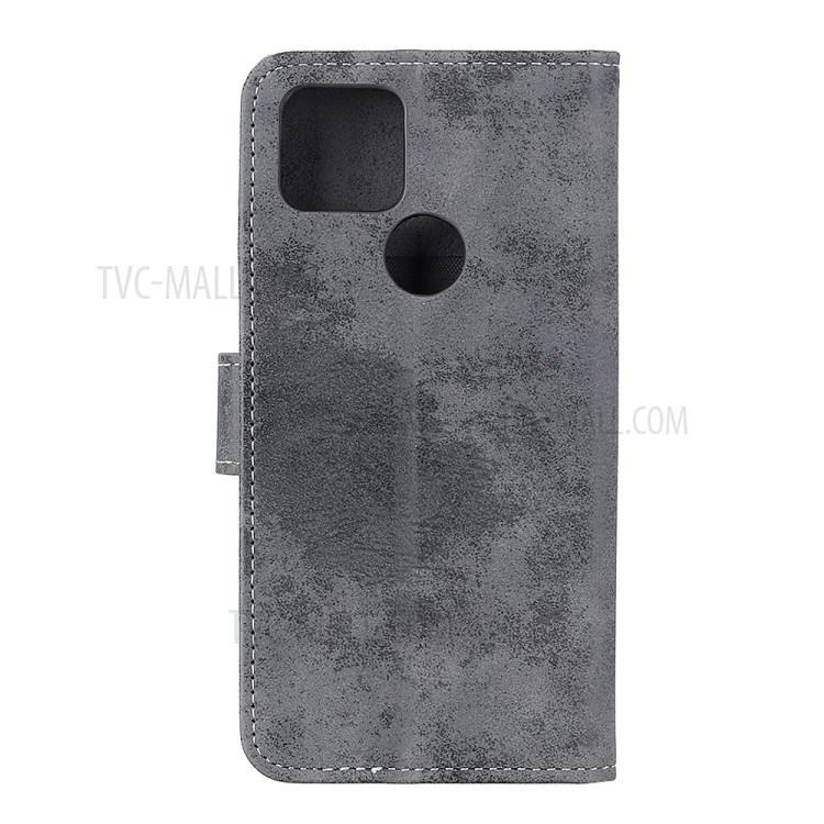 Wallet Stand Vintage Design PU Leather Phone Case for Motorola Moto G9 Power - Black-2