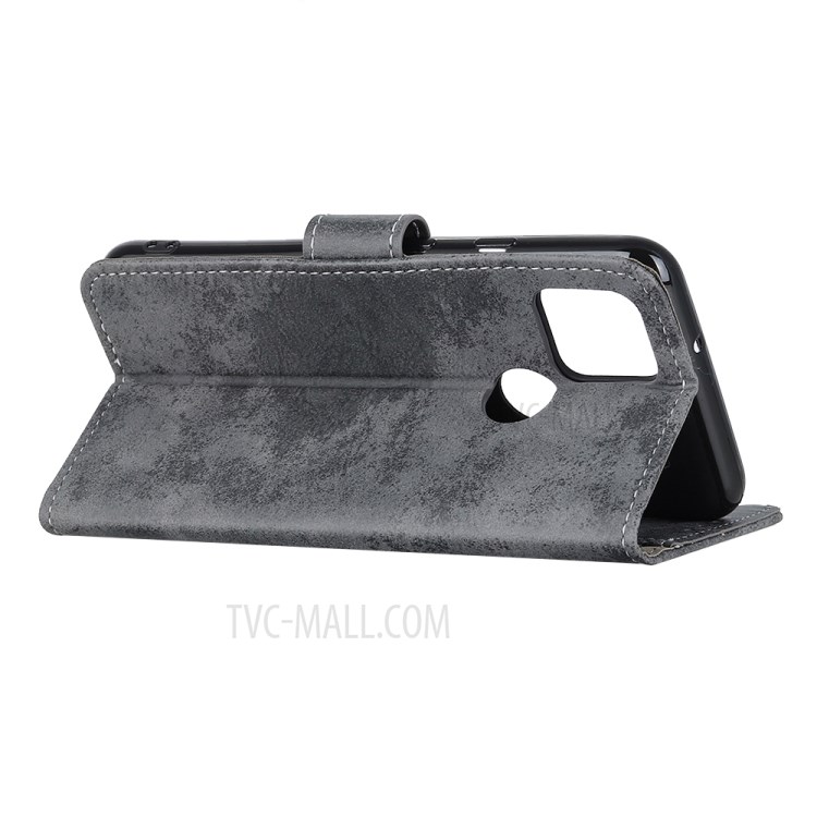 Wallet Stand Vintage Design PU Leather Phone Case for Motorola Moto G9 Power - Black-3