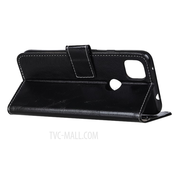 Retro Crazy Horse Texture Cover for Motorola Moto G 5G Wallet Stand Leather Case - Black-4