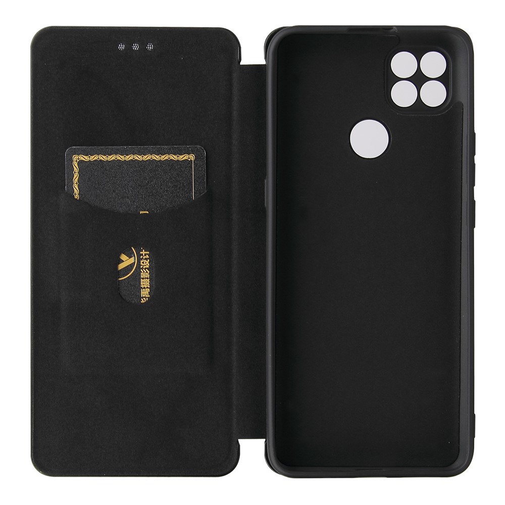 Auto-absorbed Carbon Fiber Leather Case with Card Holder for Motorola Moto G9 Power - Black-7