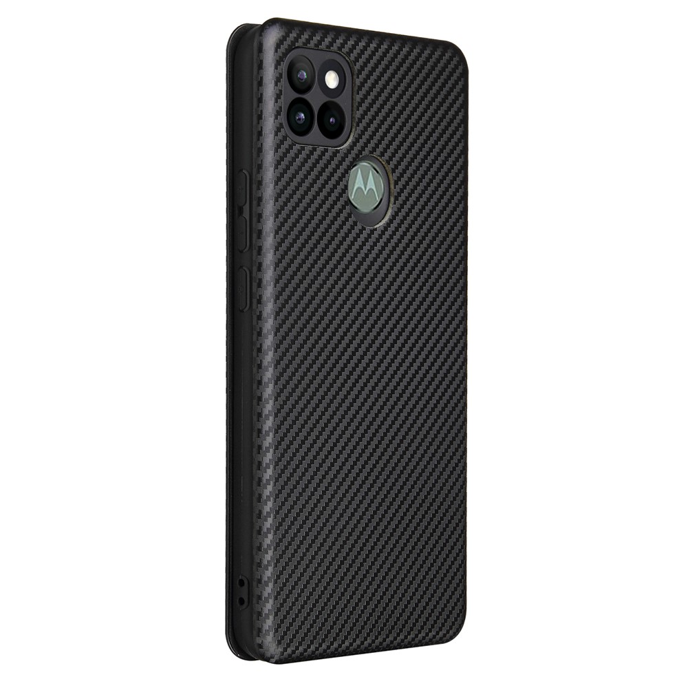 Auto-absorbed Carbon Fiber Leather Case with Card Holder for Motorola Moto G9 Power - Black-9