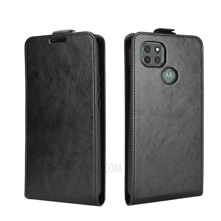 Vertical Flip Crazy Horse Texture with Card Holder Leather Cover for Motorola Moto G9 Power - Black-2