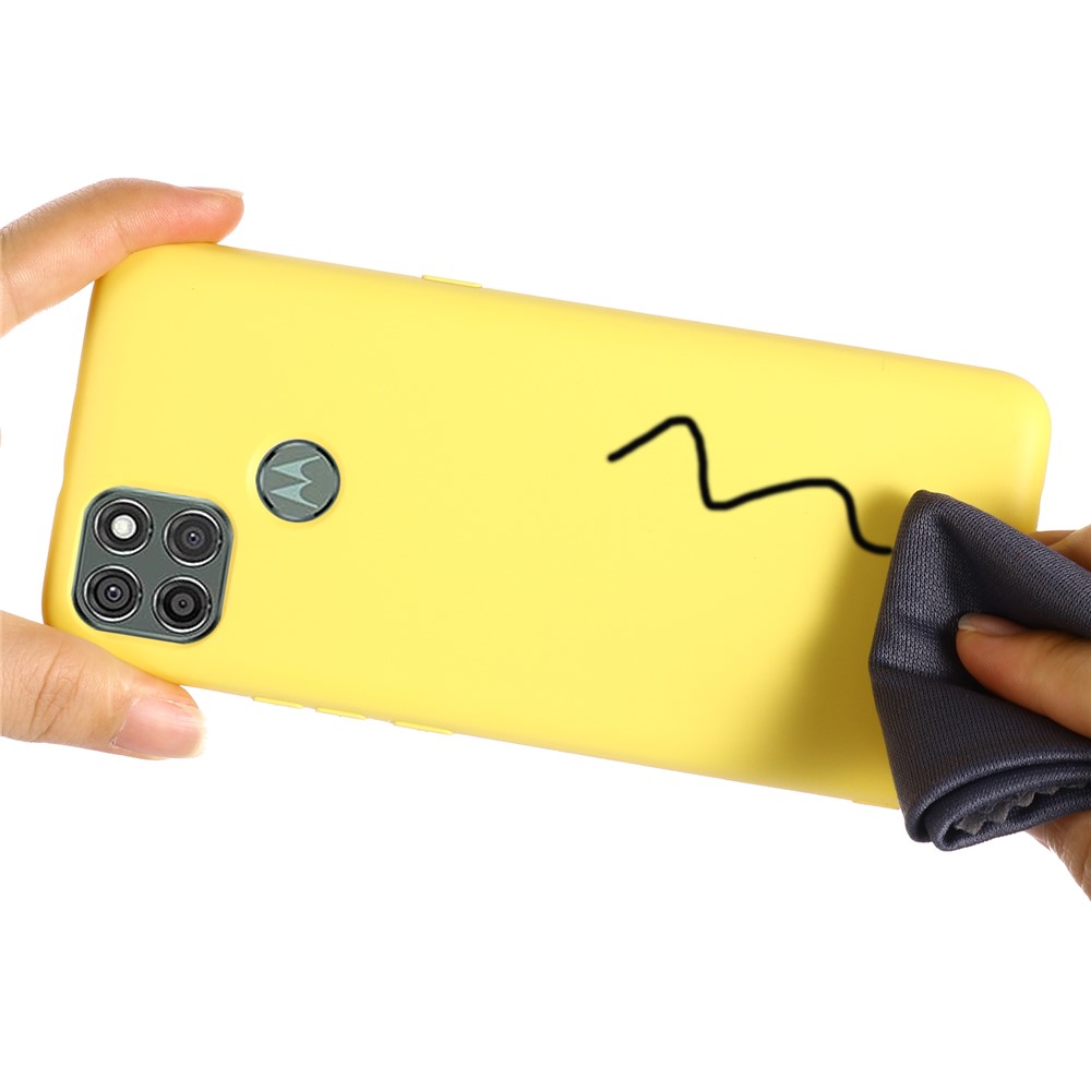 Liquid Silicone Phone Protective Case with Strap for Motorola Moto G9 Power - Yellow-5