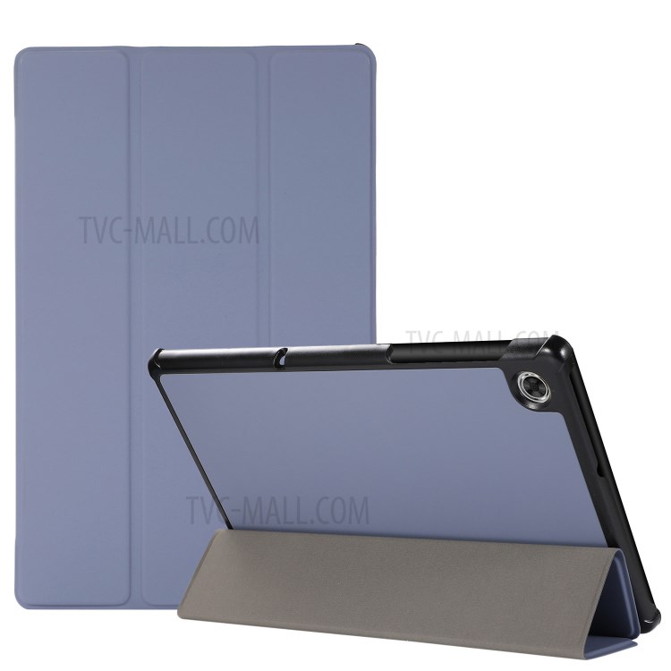 PU Leather Tri-fold Stand Shell for Lenovo Tab M10 Plus TB-X606F Tablet Case - Purple-1