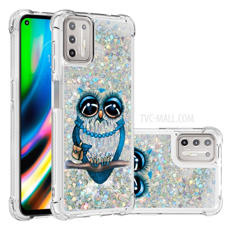 Patterned Quicksand Shockproof Protector for Motorola Moto G9 Plus TPU Case - Owl-1