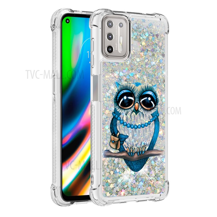 Patterned Quicksand Shockproof Protector for Motorola Moto G9 Plus TPU Case - Owl-3