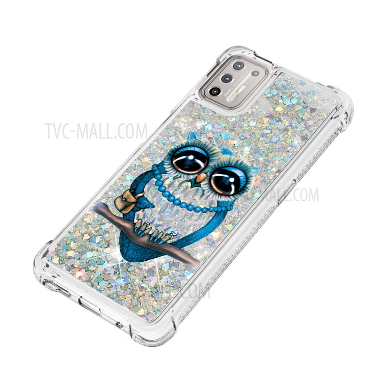 Patterned Quicksand Shockproof Protector for Motorola Moto G9 Plus TPU Case - Owl-6