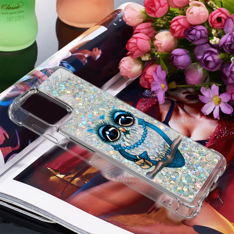 Patterned Quicksand Shockproof Protector for Motorola Moto G9 Plus TPU Case - Owl-7