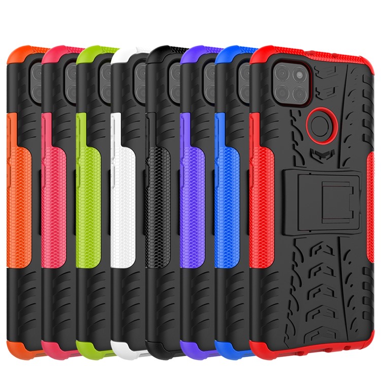 For Motorola Moto G9 Power Kickstand 2-in-1 Shell Cool Tyre PC + TPU Hybrid Case - Black-10
