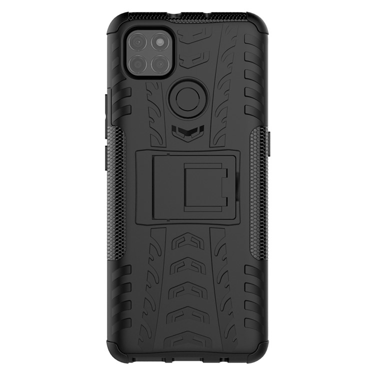 For Motorola Moto G9 Power Kickstand 2-in-1 Shell Cool Tyre PC + TPU Hybrid Case - Black-3