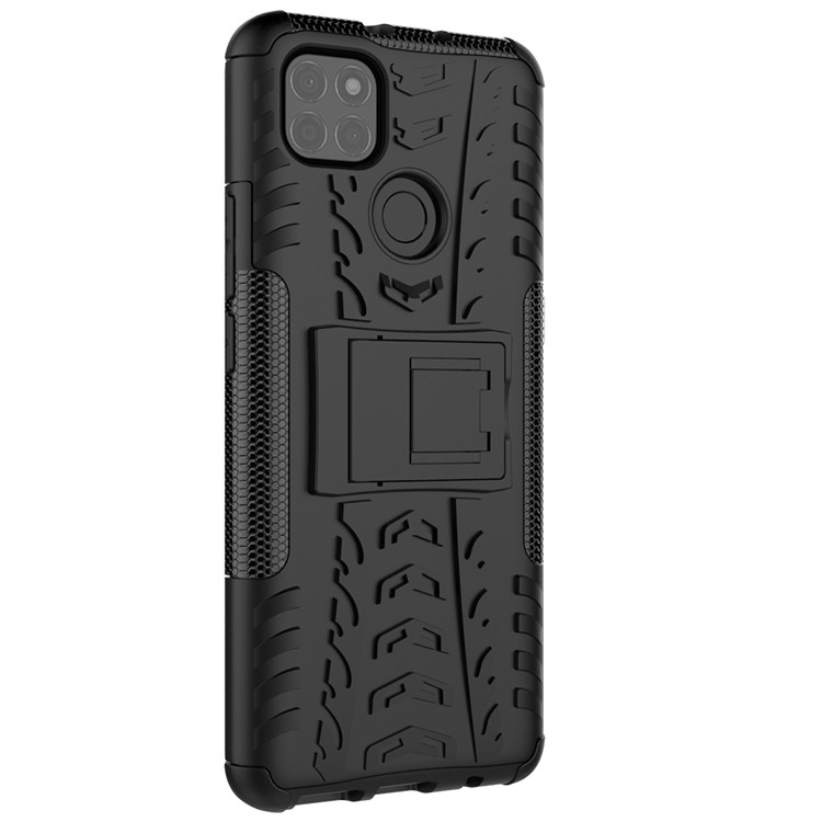 For Motorola Moto G9 Power Kickstand 2-in-1 Shell Cool Tyre PC + TPU Hybrid Case - Black-5