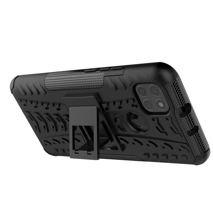 For Motorola Moto G9 Power Kickstand 2-in-1 Shell Cool Tyre PC + TPU Hybrid Case - Black-8