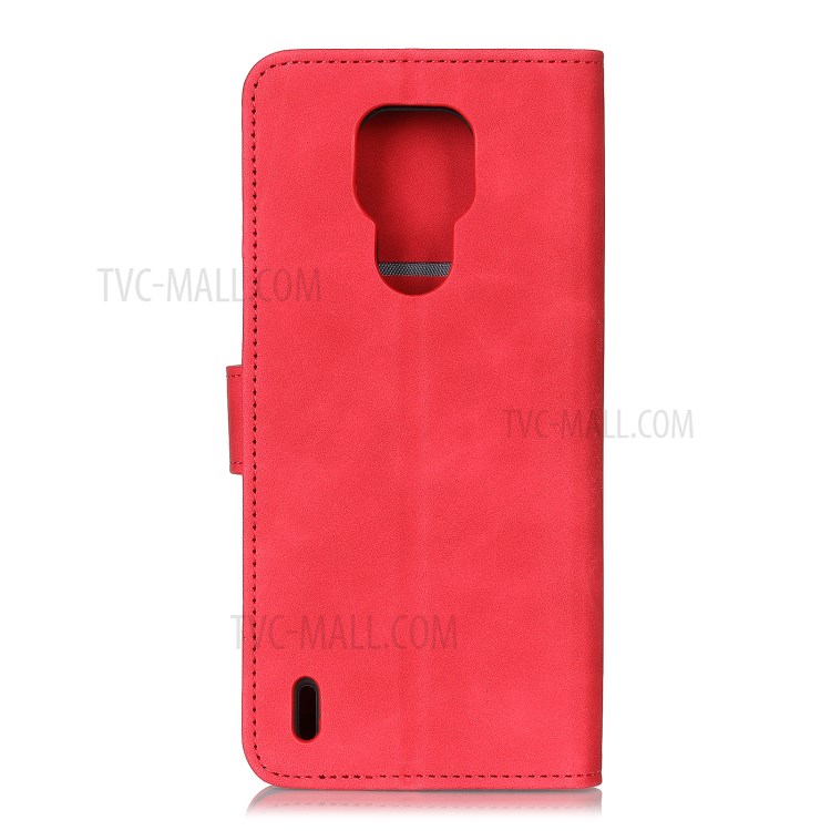 KHAZNEH Retro Leather with Wallet Mobile Phone Cover for Motorola Moto E7 - Red-3