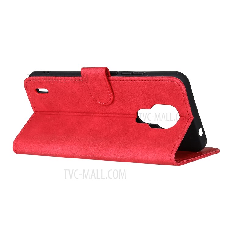 KHAZNEH Retro Leather with Wallet Mobile Phone Cover for Motorola Moto E7 - Red-4
