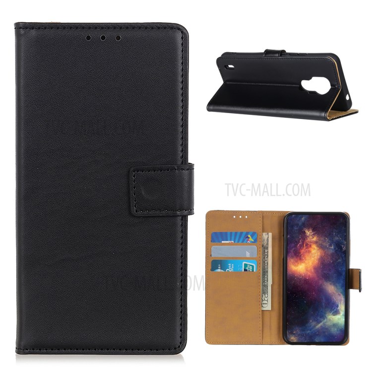Wallet Stand Flip Leather Phone Protective Case for Motorola Moto E7 - Black-1