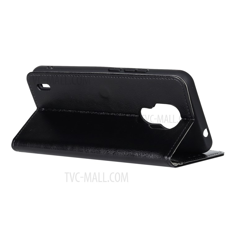 Wallet Stand Protective Crazy Horse Texture Leather Case for Motorola Moto E7 - Black-4