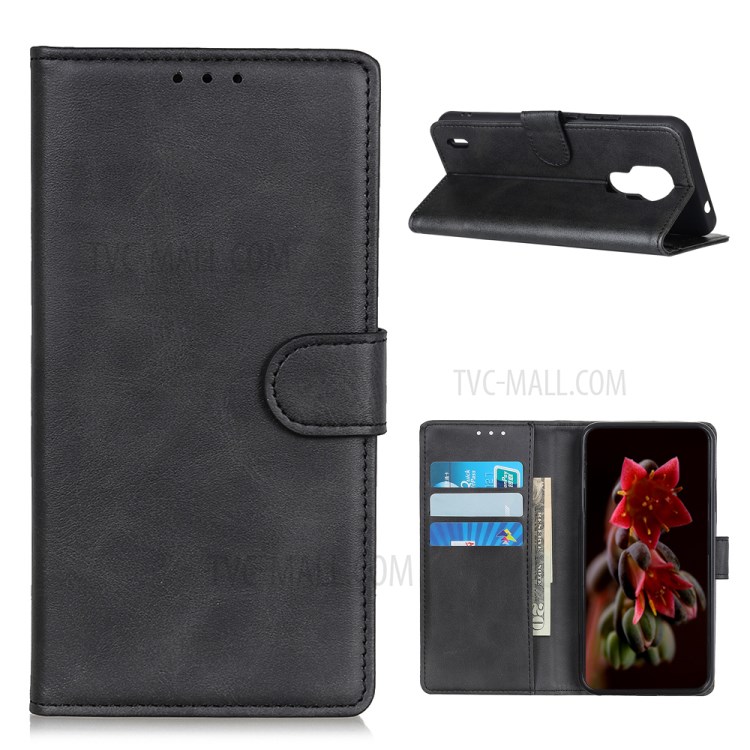 TPU + PU Leather Phone Cover with Card Slots and Cash Pocket for Motorola Moto E7 - Black-1