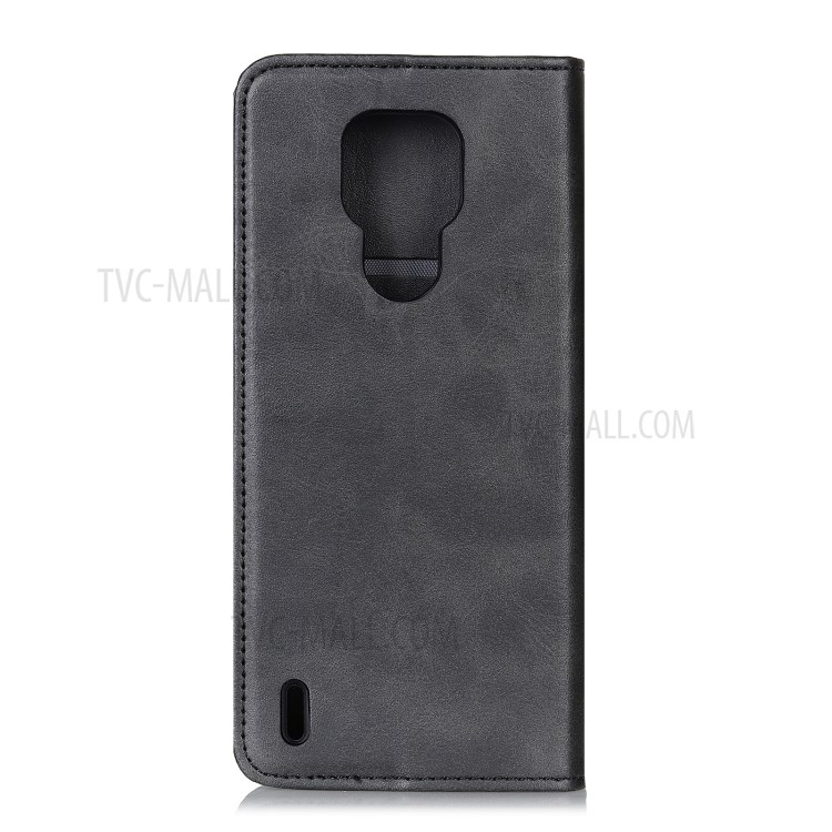 Wallet Stand Split Leather Magnetic Suction Phone Case for Motorola Moto E7- Black-3