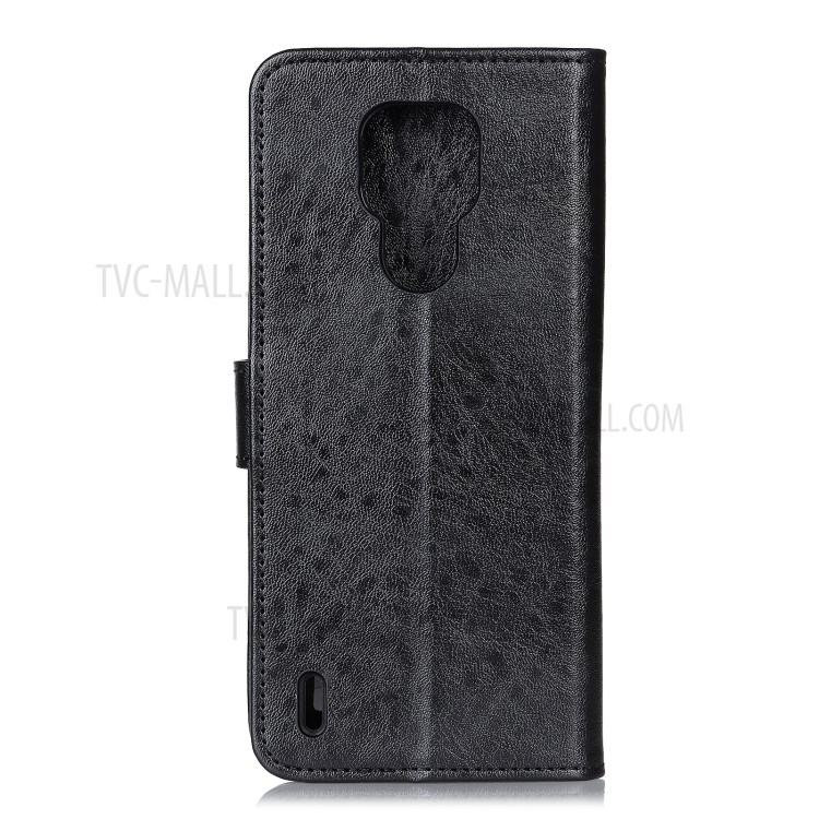 Crazy Horse Texture Leather Shell Wallet Stand Phone Covering for Motorola Moto E7 - Black-3