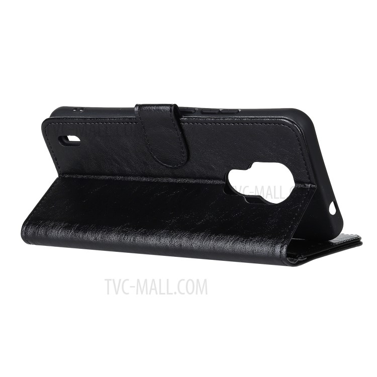 Crazy Horse Texture Leather Shell Wallet Stand Phone Covering for Motorola Moto E7 - Black-4