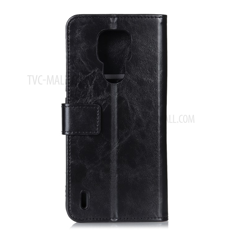 KHAZNEH TPU + PU Leather Wallet Stand Phone Cover Shell for Motorola Moto E7 - Black-3