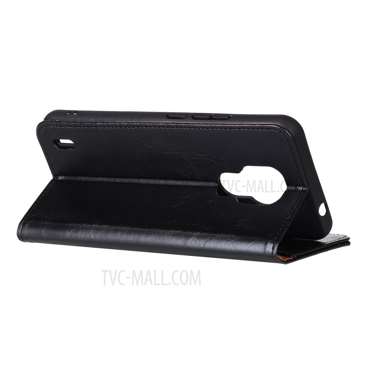KHAZNEH TPU + PU Leather Wallet Stand Phone Cover Shell for Motorola Moto E7 - Black-4