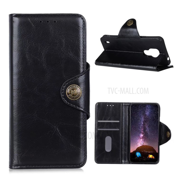 Wallet Stand TPU + PU Leather Protective Shell for Motorola Moto E7 - Black-1