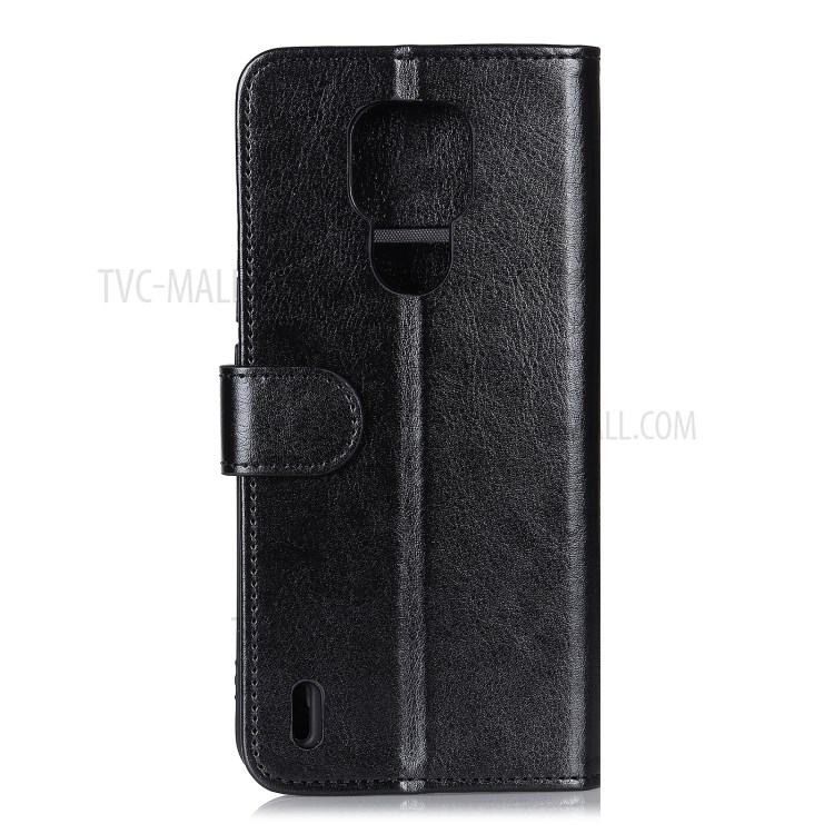Crazy Horse Leather Wallet Stand Phone Case for Motorola Moto E7 - Black-3
