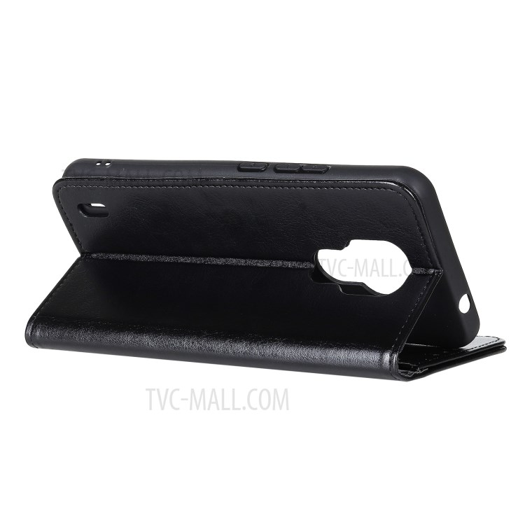 Crazy Horse Leather Wallet Stand Phone Case for Motorola Moto E7 - Black-4